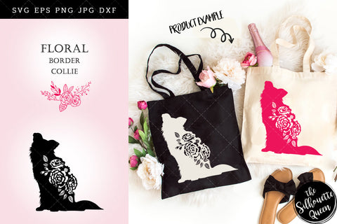 Floral Border Collie Dog svg file for cricut, for silhouette, cut eps, cutting png, cuttable dxf, Instant Download design SVG Loveleen Kaur 
