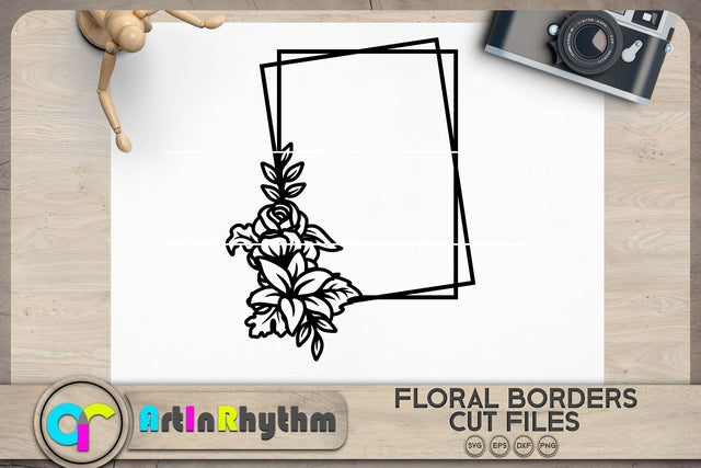 Floral border SVG, Floral frame SVG SVG Artinrhythm shop 