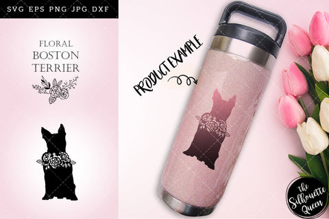 Floral Boston Terrier Dog svg file for cricut, for silhouette, cut eps, cutting png, cuttable dxf, Instant Download design SVG Loveleen Kaur 
