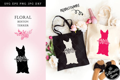 Floral Boston Terrier Dog svg file for cricut, for silhouette, cut eps, cutting png, cuttable dxf, Instant Download design SVG Loveleen Kaur 