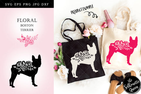 Floral Boston Terrier Dog svg file for cricut, for silhouette, cut eps, cutting png, cuttable dxf, Instant Download design SVG Loveleen Kaur 