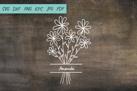 Floral bouquet SVG, Wildflower, Daisy SVG, Split monogram SVG Irina Ostapenko 