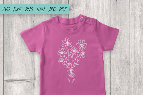 Floral bouquet SVG, Wildflower, Daisy SVG, Split monogram SVG Irina Ostapenko 