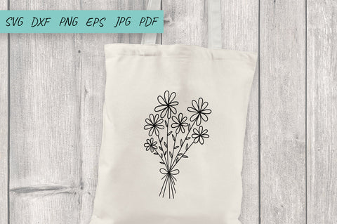 Floral bouquet SVG, Wildflower, Daisy SVG, Split monogram SVG Irina Ostapenko 