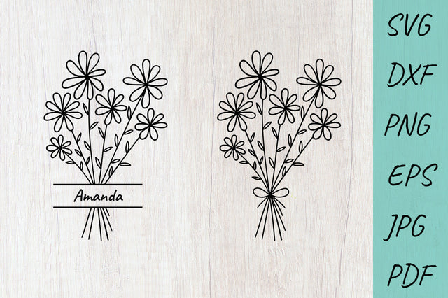 Floral bouquet SVG, Wildflower, Daisy SVG, Split monogram SVG Irina Ostapenko 