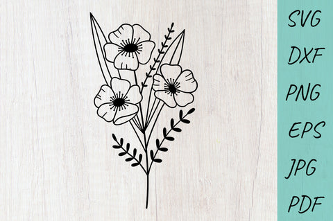 Floral bouquet SVG, Wildflowers SVG, Hand drawn SVG Irina Ostapenko 