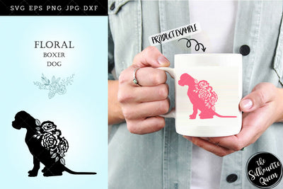 Floral Boxer Dog svg file for cricut, for silhouette, cut eps, cutting png, cuttable dxf, Instant Download design SVG Loveleen Kaur 