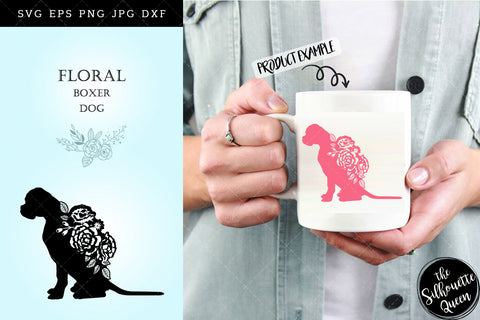 Floral Boxer Dog svg file for cricut, for silhouette, cut eps, cutting png, cuttable dxf, Instant Download design SVG Loveleen Kaur 