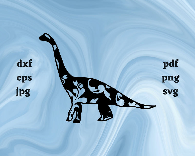 Floral Brachiosaurus SVG Cut File SVG Northern Light SVG 