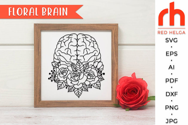 Floral Brain SVG - Mental Health DXF SVG RedHelgaArt 