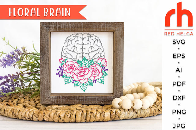 Floral Brain SVG - Mental Health DXF SVG RedHelgaArt 