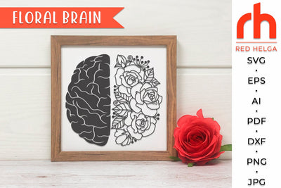 Floral Brain SVG - Mental Health DXF SVG RedHelgaArt 
