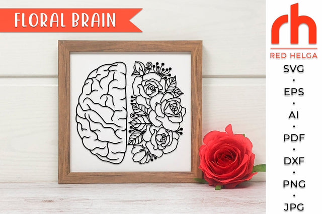Floral Brain SVG - Mental Health DXF SVG RedHelgaArt 