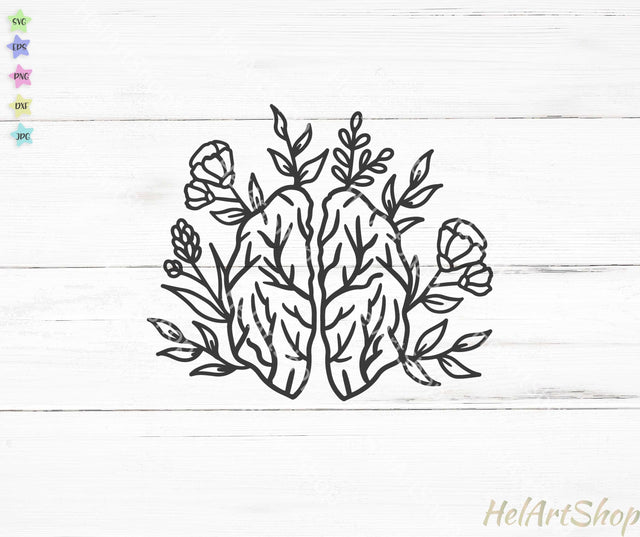 Floral Brain SVG, Mental Health SVG SVG _HelArtShop_ 