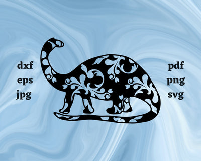 Floral Brontosaurus SVG Cut File SVG Northern Light SVG 