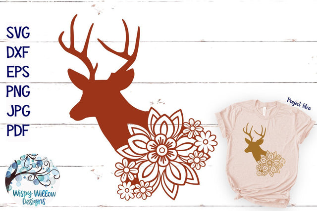 Floral Buck SVG SVG Wispy Willow Designs 