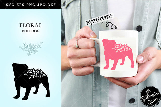 Floral Bull Dog svg file for cricut, for silhouette, cut eps, cutting png, cuttable dxf, Instant Download design SVG Loveleen Kaur 