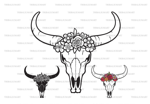 Floral bull skull SVG TribaliumArtSF 