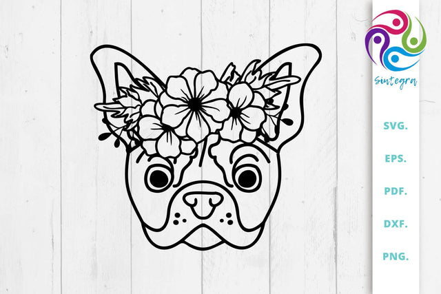 Floral Bulldog Svg File SVG Sintegra 