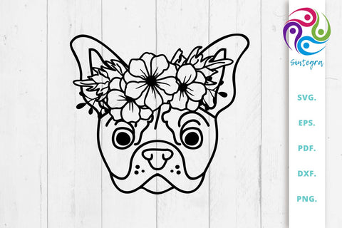Floral Bulldog Svg File SVG Sintegra 
