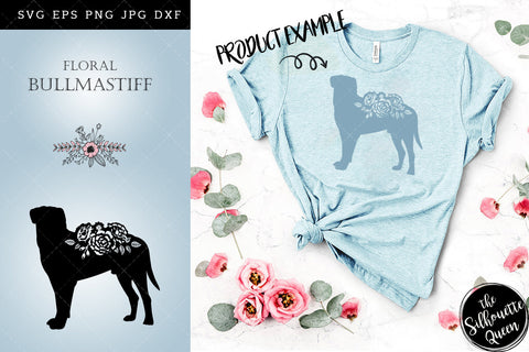 Floral Bullmastiff Dog svg file for cricut, for silhouette, cut eps, cutting png, cuttable dxf, Instant Download design SVG Loveleen Kaur 