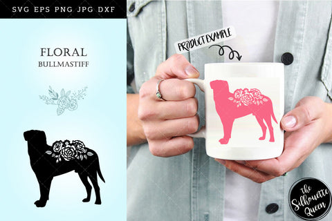 Floral Bullmastiff Dog svg file for cricut, for silhouette, cut eps, cutting png, cuttable dxf, Instant Download design SVG Loveleen Kaur 