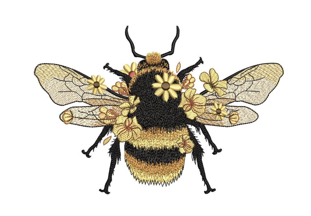 Floral Bumblebee Machine Embroidery Design, 3 sizes, Instant Download Embroidery/Applique DESIGNS Nino Nadaraia 