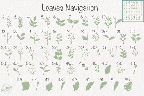 Floral bundle, Floral elements, Leaf SVG, Floral SVG, Paper leaves SVG Createya Design 