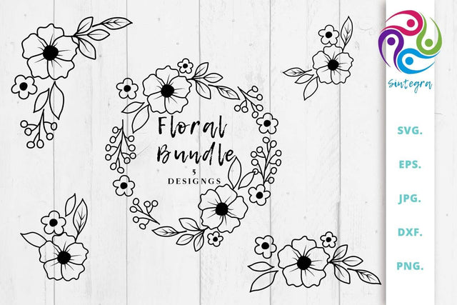 Floral Bundle Svg, Flower Wreath Svg SVG Sintegra 