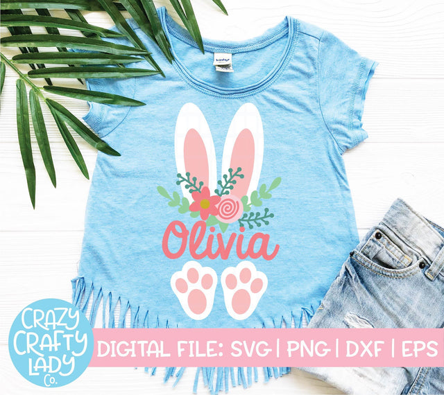 Floral Bunny Ears & Feet | Easter SVG Cut File SVG Crazy Crafty Lady Co. 