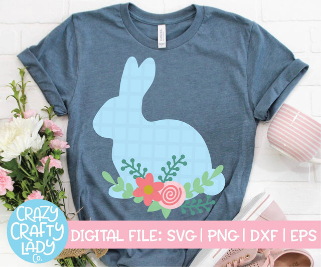 Floral Bunny | Easter SVG Cut File SVG Crazy Crafty Lady Co. 