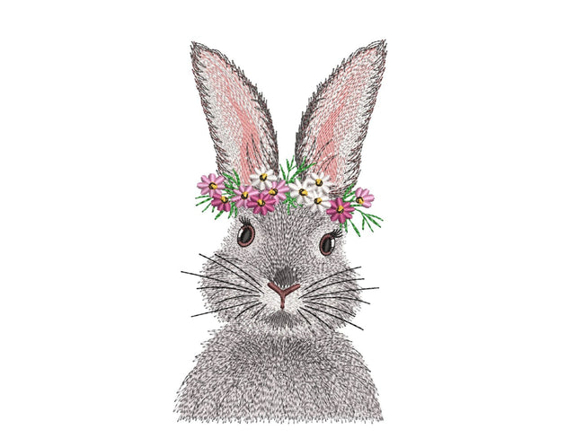 Floral Bunny Embroidery Design, 3 sizes, Instant Download Embroidery/Applique DESIGNS Nino Nadaraia 