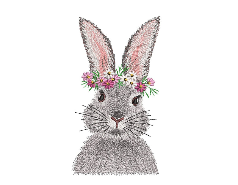 Floral Bunny Embroidery Design, 3 sizes, Instant Download Embroidery/Applique DESIGNS Nino Nadaraia 
