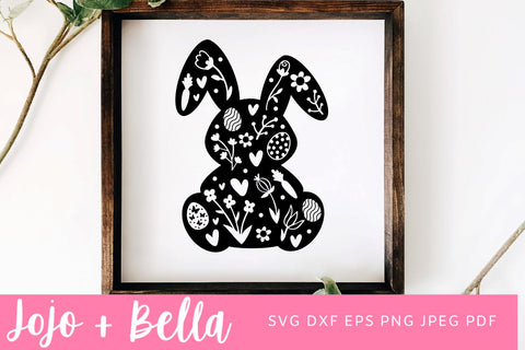 Floral Bunny SVG, Easter Bunny SVG, Patterned Easter Bunny svg, Spring svg, Rabbit SVG Cut file, Flower Bunny svg SVG Jojo&Bella 