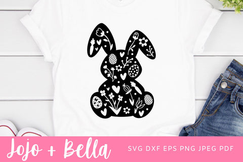 Floral Bunny SVG, Easter Bunny SVG, Patterned Easter Bunny svg, Spring svg, Rabbit SVG Cut file, Flower Bunny svg SVG Jojo&Bella 