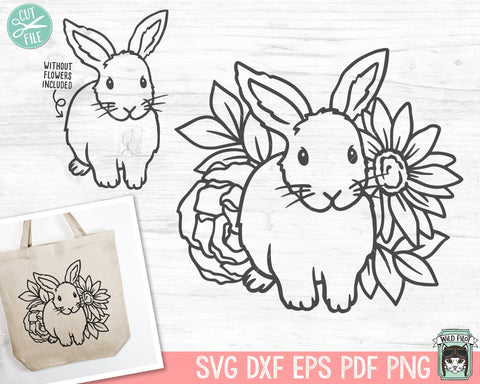 Floral Bunny SVG, Easter svg file, Rabbit with Flowers SVG, Rabbit cut file, Easter Bunny svg, Chocolate Bunny, Bunny cut file, Bunny svg SVG Wild Pilot 