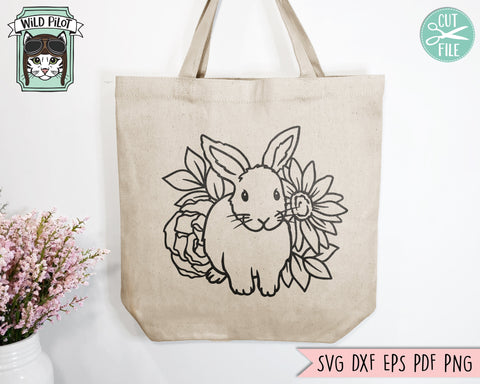 Floral Bunny SVG, Easter svg file, Rabbit with Flowers SVG, Rabbit cut file, Easter Bunny svg, Chocolate Bunny, Bunny cut file, Bunny svg SVG Wild Pilot 