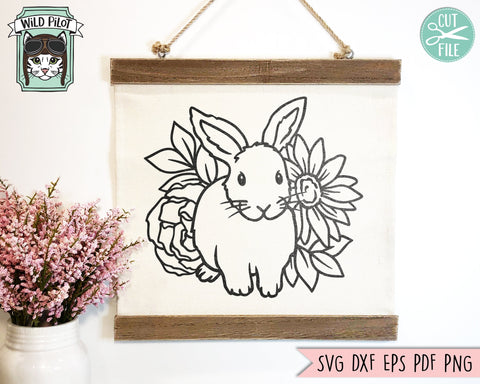 Floral Bunny SVG, Easter svg file, Rabbit with Flowers SVG, Rabbit cut file, Easter Bunny svg, Chocolate Bunny, Bunny cut file, Bunny svg SVG Wild Pilot 
