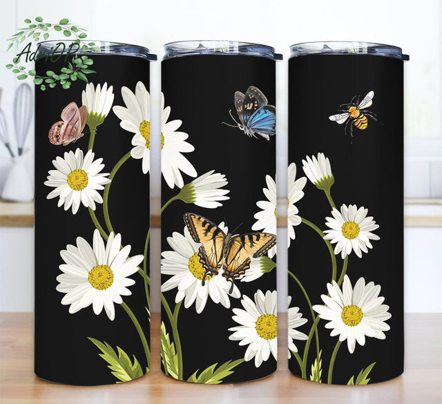 Floral Butterfly 20oz Skinny Tumbler, Butterfly Gifts For Women, Butterfly Gifts, Butterfly Tumbler, Boho Flowers Butterfly Tumbler Png Sublimation AdriOP 