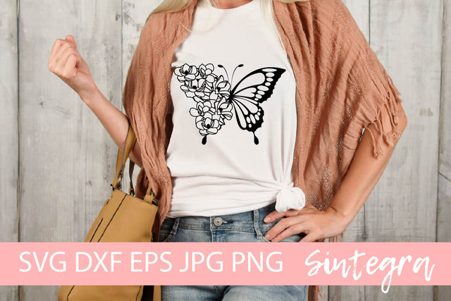 Floral Butterfly Animal SVG File Free For Commercial Use SVG Sintegra 