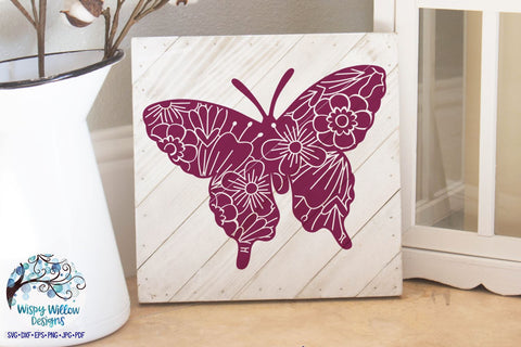 Floral Butterfly Mandala SVG SVG Wispy Willow Designs 