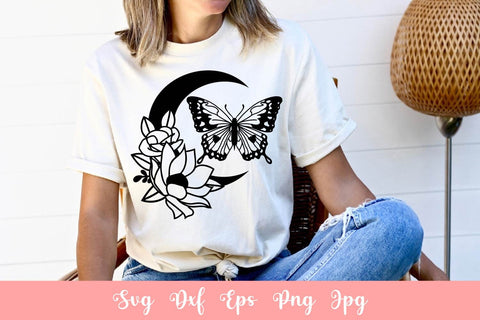 Floral Butterfly Moon SVG PNG Free For Commercial Use SVG SintegraT 