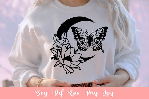 Floral Butterfly Moon SVG PNG Free For Commercial Use SVG SintegraT 