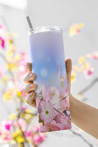 Floral Butterfly Sublimation Designs Downloads - Skinny Tumbler 20oz Design - PNG Commercial Use 2020 Sublimation CaldwellArt 