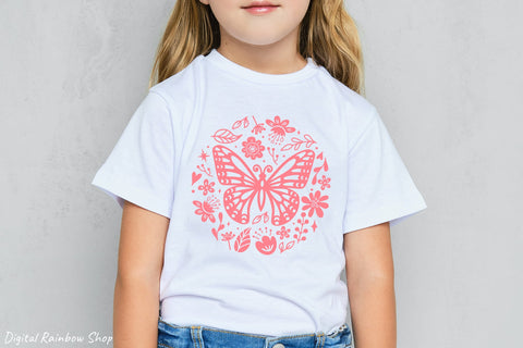 Floral butterfly svg bundle, flower butterfly silhouette SVG Digital Rainbow Shop 