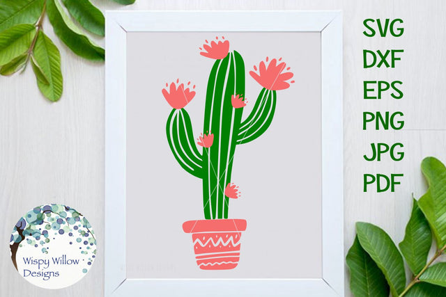 Floral Cactus SVG Wispy Willow Designs 