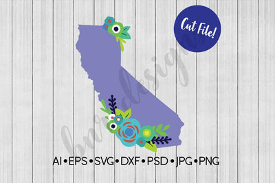 Floral California SVG SVG BNRDesignShop 