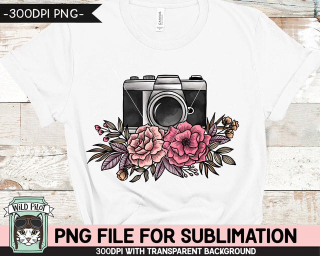 Floral Camera SUBLIMATION design PNG, Flower Camera png file, Camera sublimation designs, Photography Sublimation design, Photographer png Sublimation Wild Pilot 