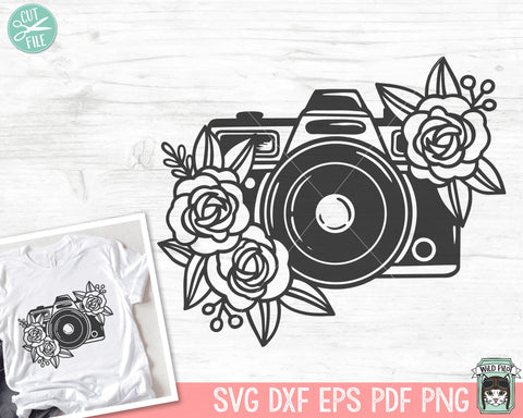 Floral Camera SVG file, Flower Camera cut file, Photography SVG file, Photographer SVG file, Camera with Flowers svg cut file SVG Wild Pilot 