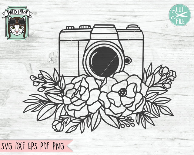 Floral Camera SVG file, Flower Camera cut file, Photography SVG file, Photographer SVG file, Camera with Flowers svg cut file SVG Wild Pilot 
